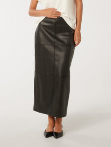 Billie Vegan Leather Maxi Skirt Black