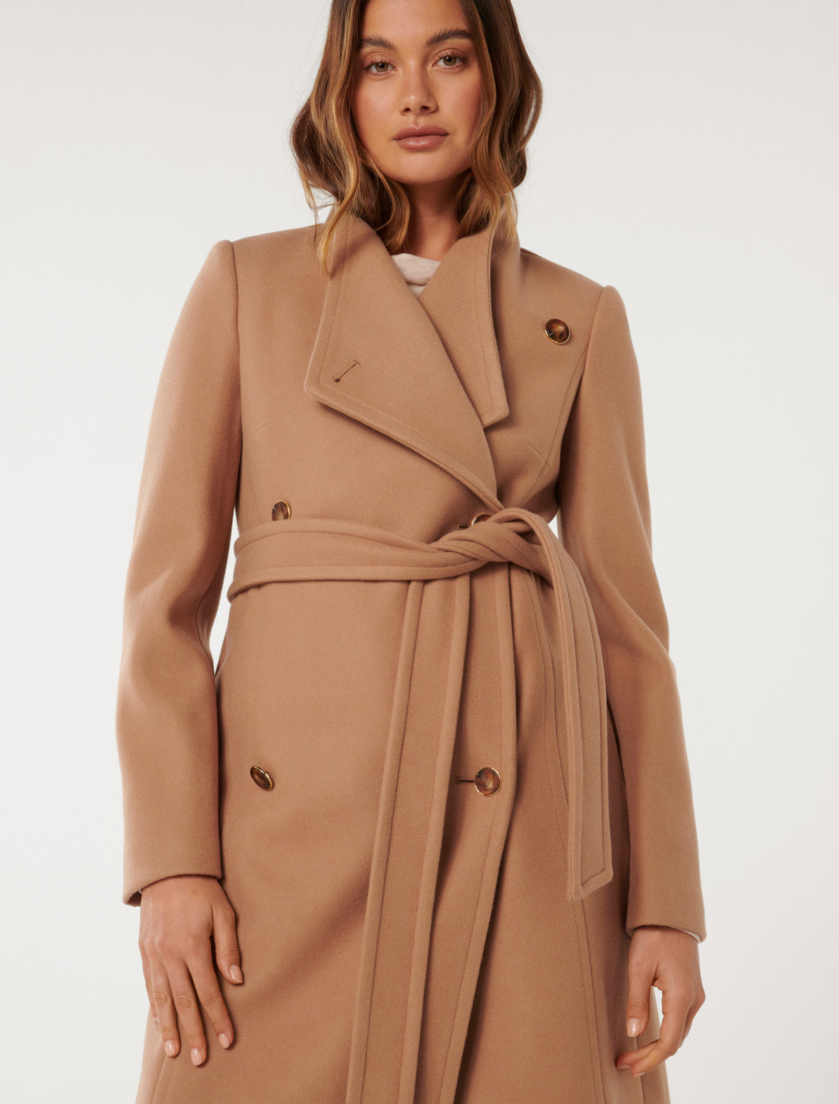 Ari Funnel Neck Coat Camel