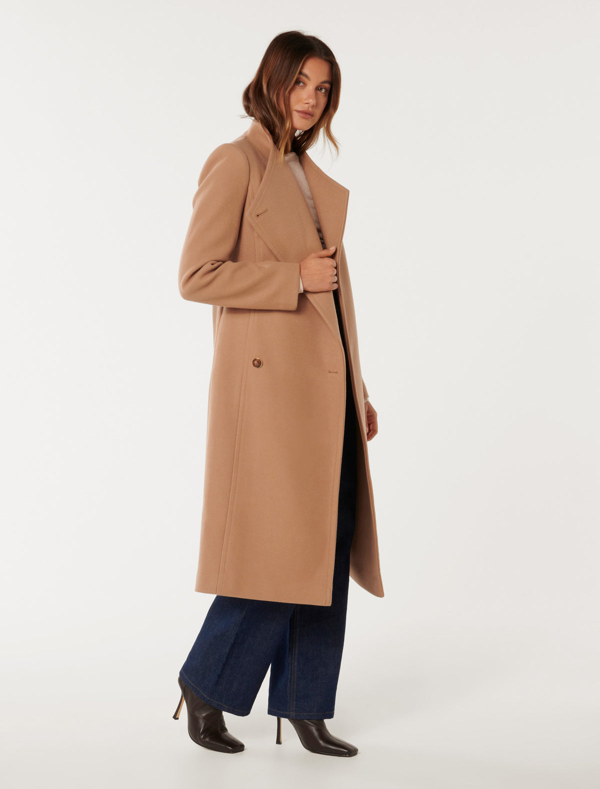 Ari Funnel Neck Coat Camel