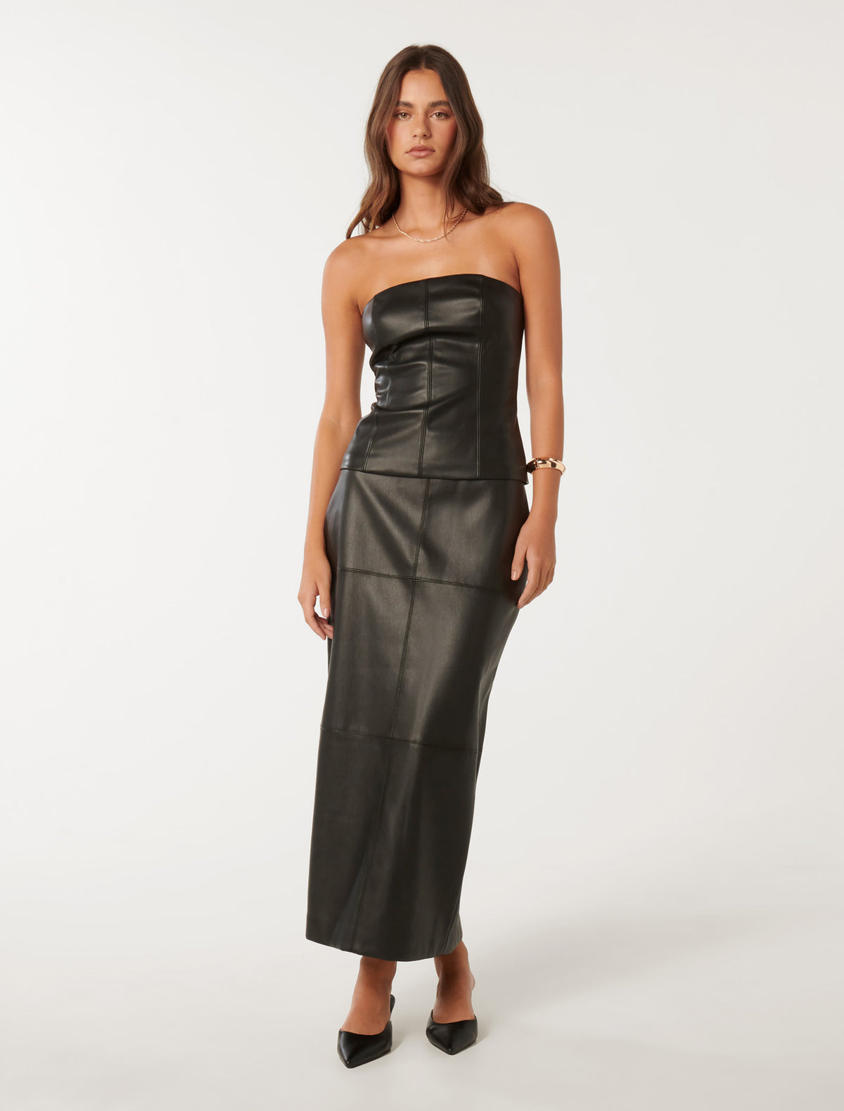 Billie Vegan Leather Maxi Skirt Black