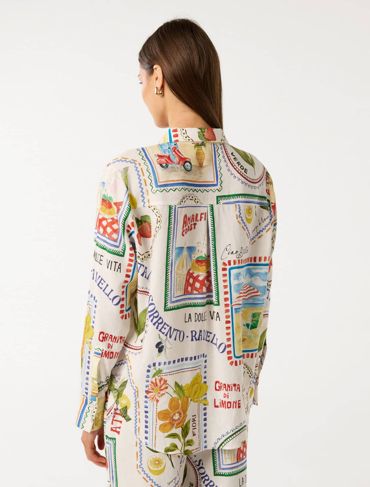 Lydia Oversized Linen Shirt Amalfi Postcards Co-ord