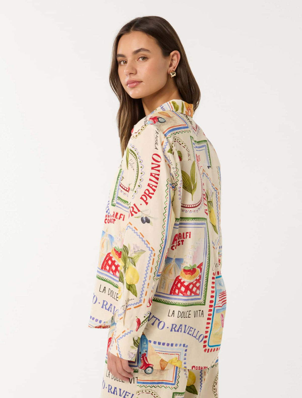 Lydia Oversized Linen Shirt Amalfi Postcards Co-ord