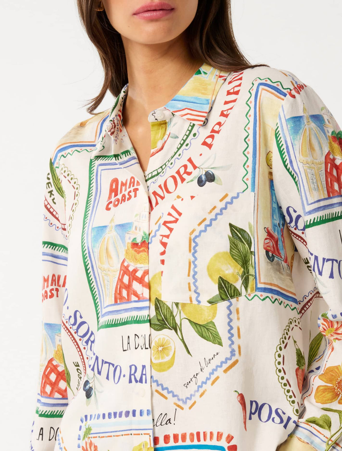 Lydia Oversized Linen Shirt Amalfi Postcards Co-ord