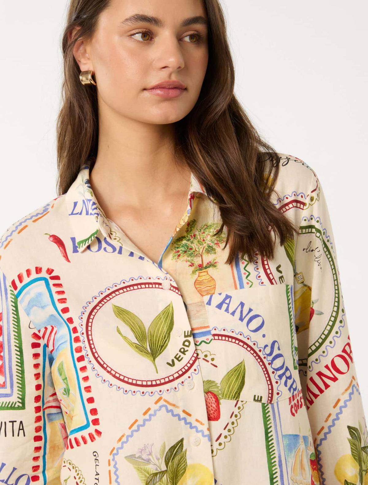Lydia Oversized Linen Shirt Amalfi Postcards Co-ord