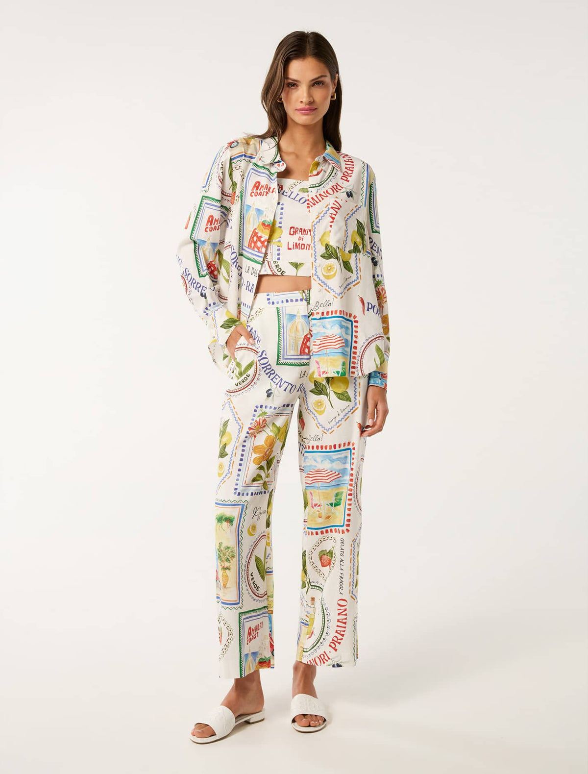 Lydia Oversized Linen Shirt Amalfi Postcards Co-ord