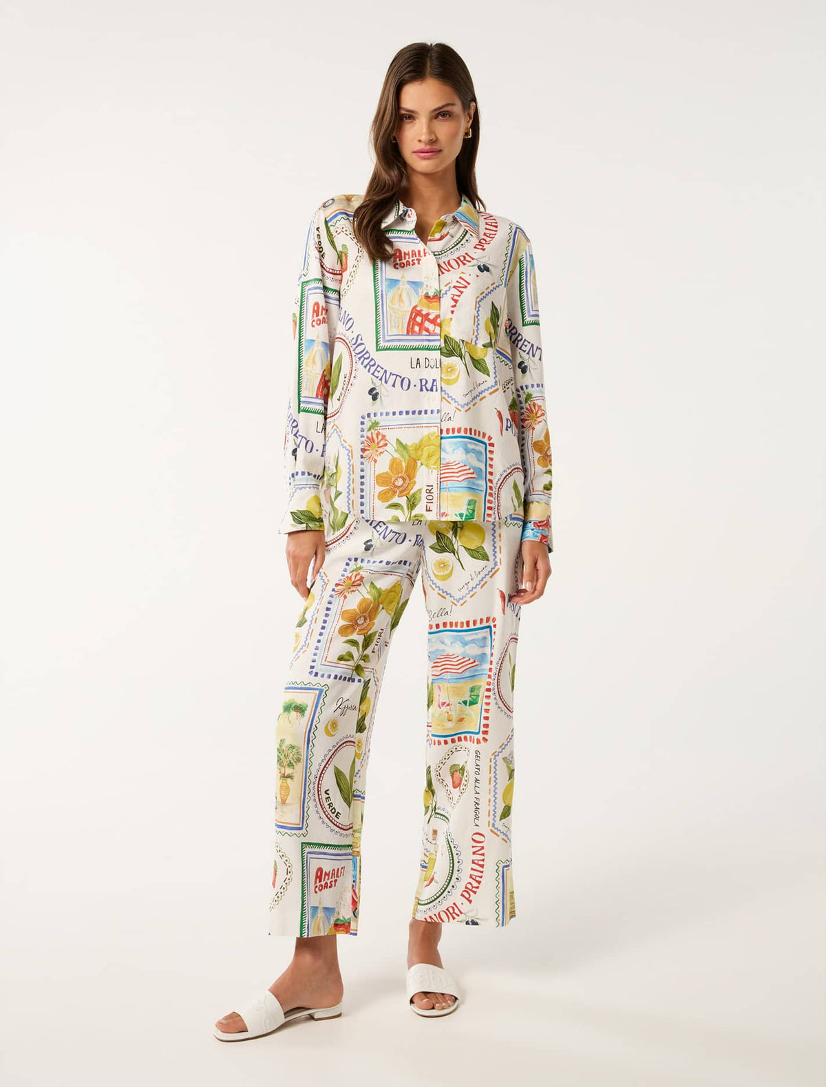 Lydia Oversized Linen Shirt Amalfi Postcards Co-ord