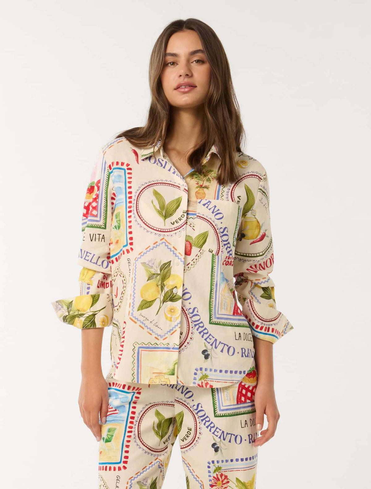 Lydia Oversized Linen Shirt Amalfi Postcards Co-ord