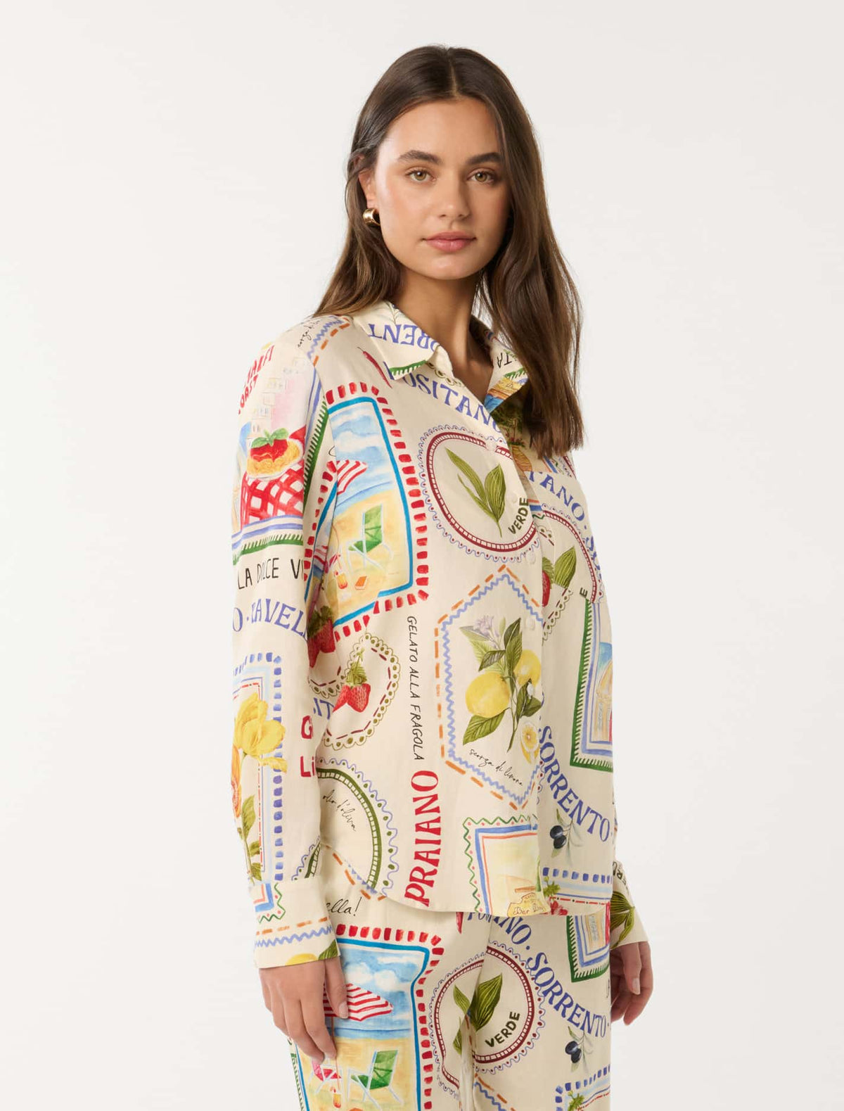 Lydia Oversized Linen Shirt Amalfi Postcards Co-ord