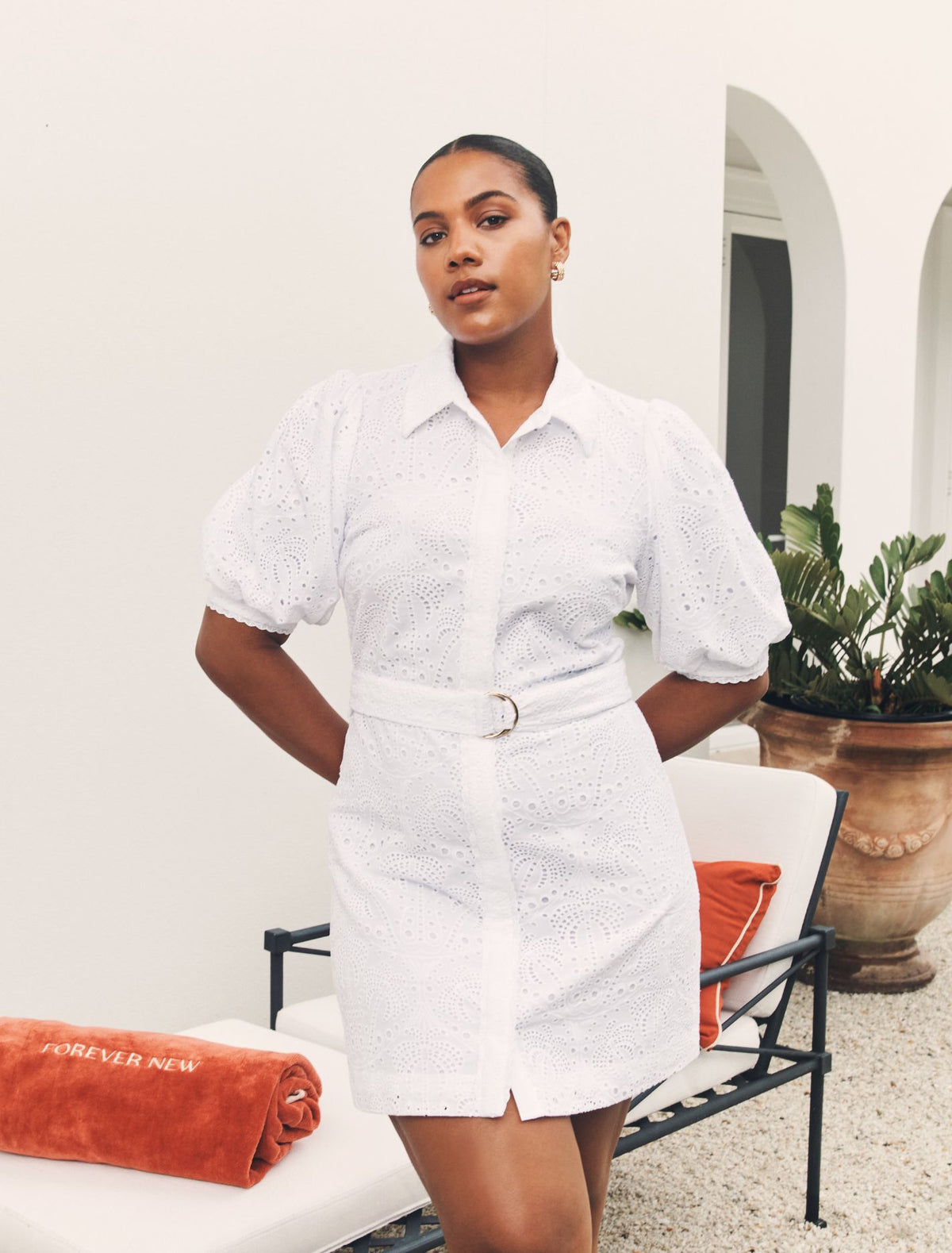 Bryony Embroidered Mini Shirt Dress Brilliant White