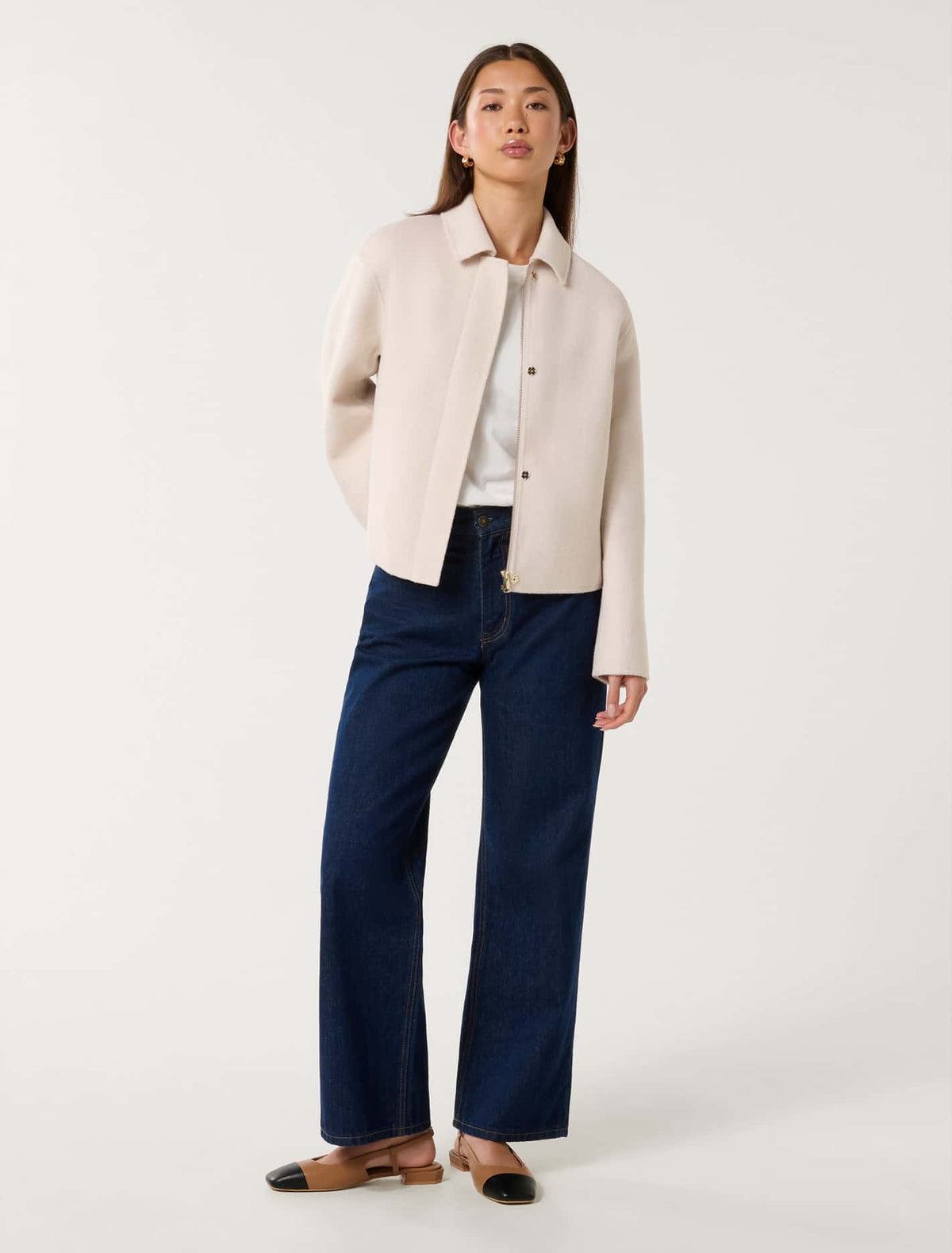 Eden Zip-Through Felled Jacket Cream