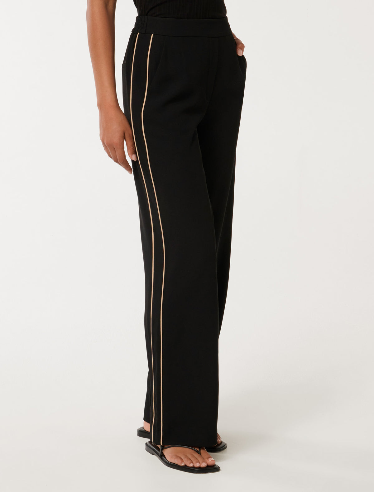 Brandi Stripe Wide Leg Pant Black