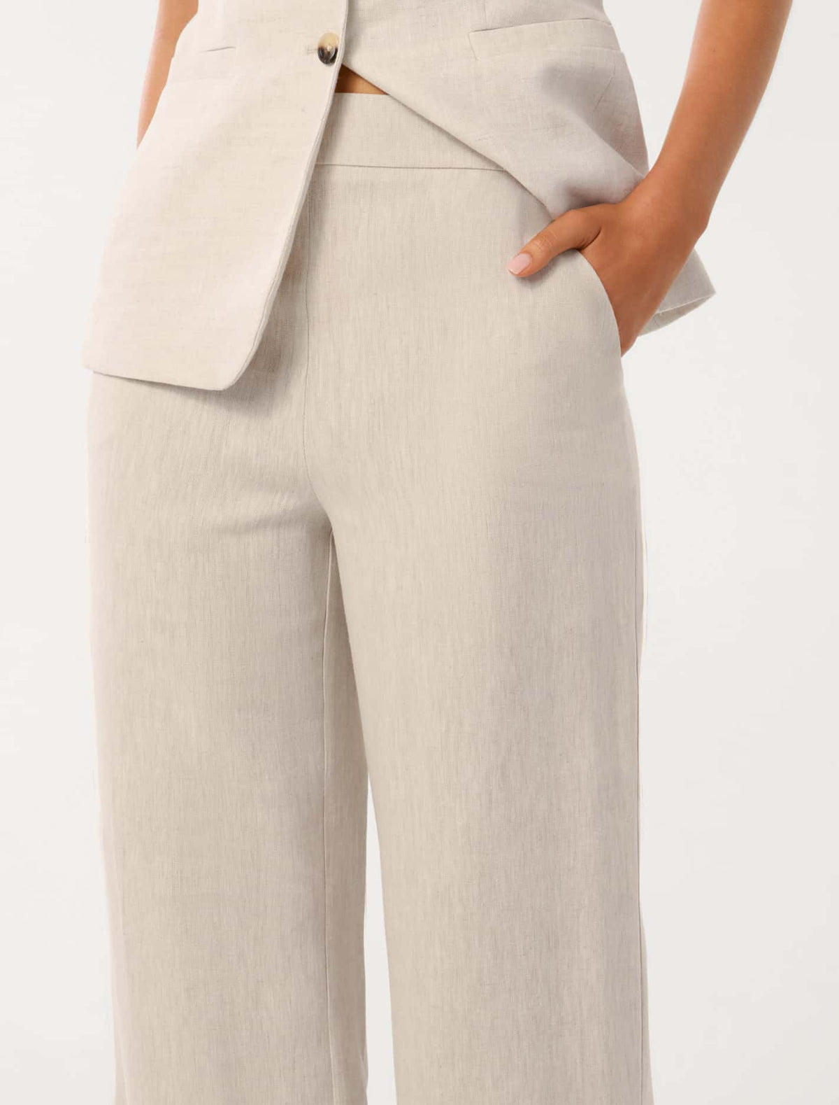 Martha Linen Wide-Leg Pants Natural Suit