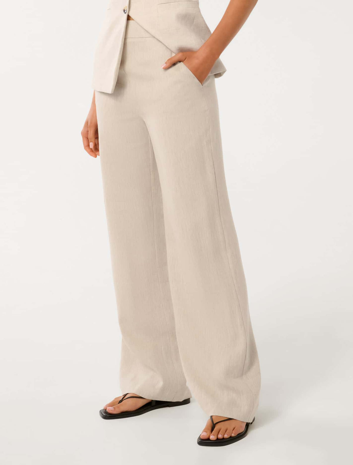 Martha Linen Wide-Leg Pants Natural Suit