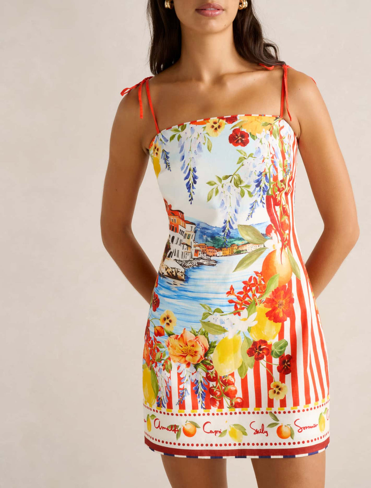 Sierra Printed Mini Dress Tropea Postcard