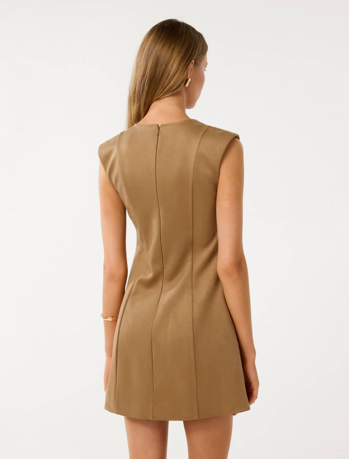 Clover Snaffle-Detail Faux Suede Mini Dress  Brown