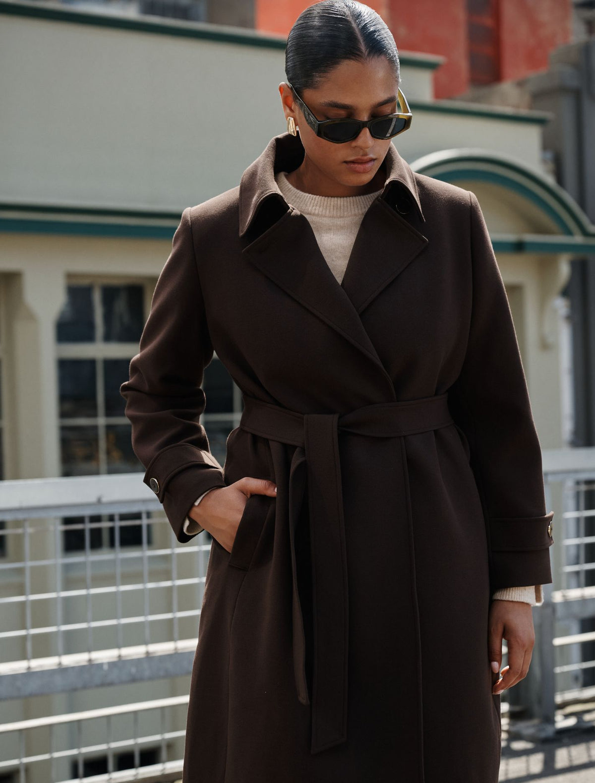 Tayla Curve Trench Coat Chocolate Mousse