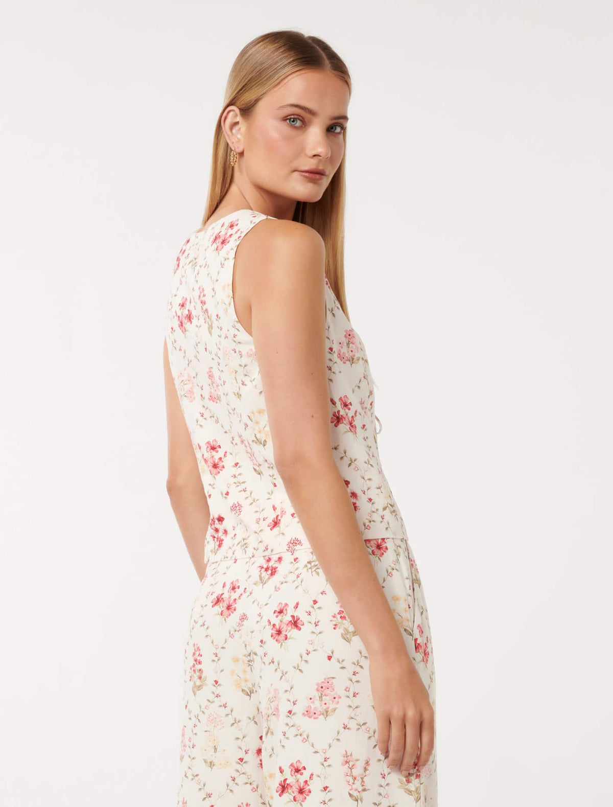Erin Tie Front Waistcoat Garden Trellis Co-ord