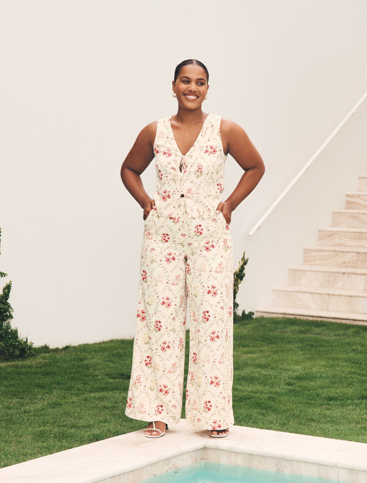 Erin Tie Front Waistcoat Garden Trellis Co-ord