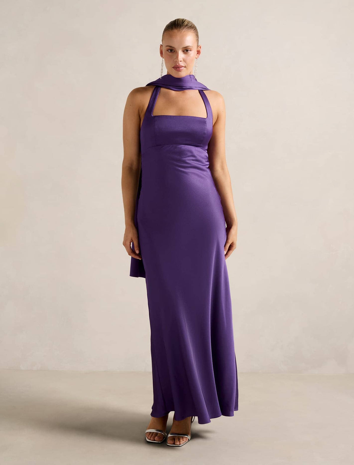 April Open-Back Satin Maxi Dress Royal Purple