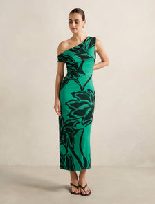 Gisella Tipped Mesh Midi Dress Mora Stencil