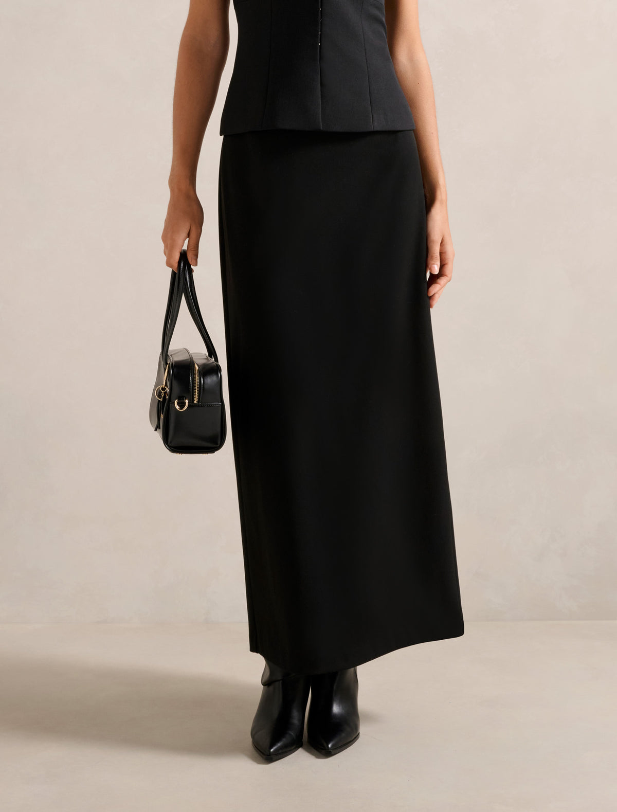 Drew Low Waist Column Skirt Black