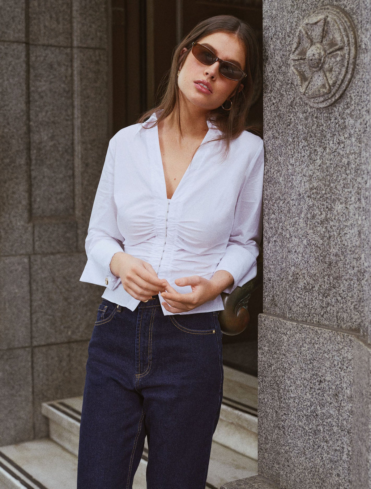 Ainsley Gathered Shirt Porcelain