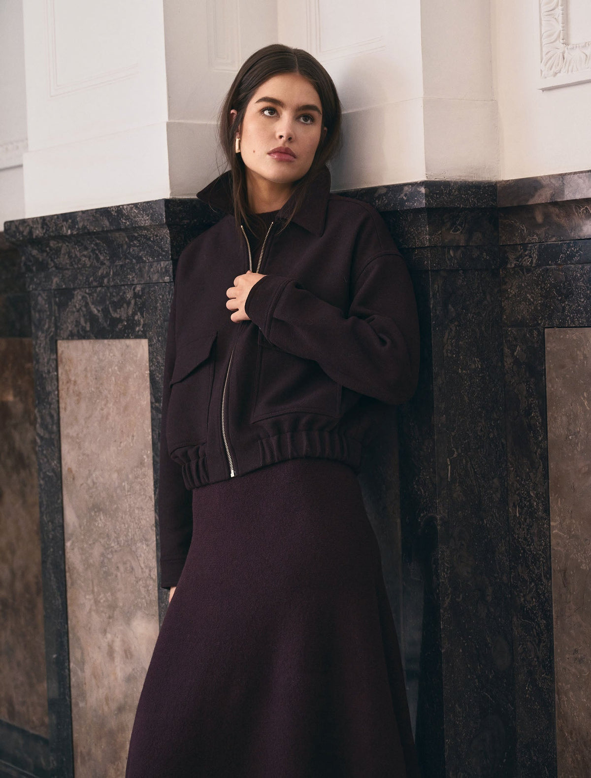 Ariana Patch Pocket Jacket Berry