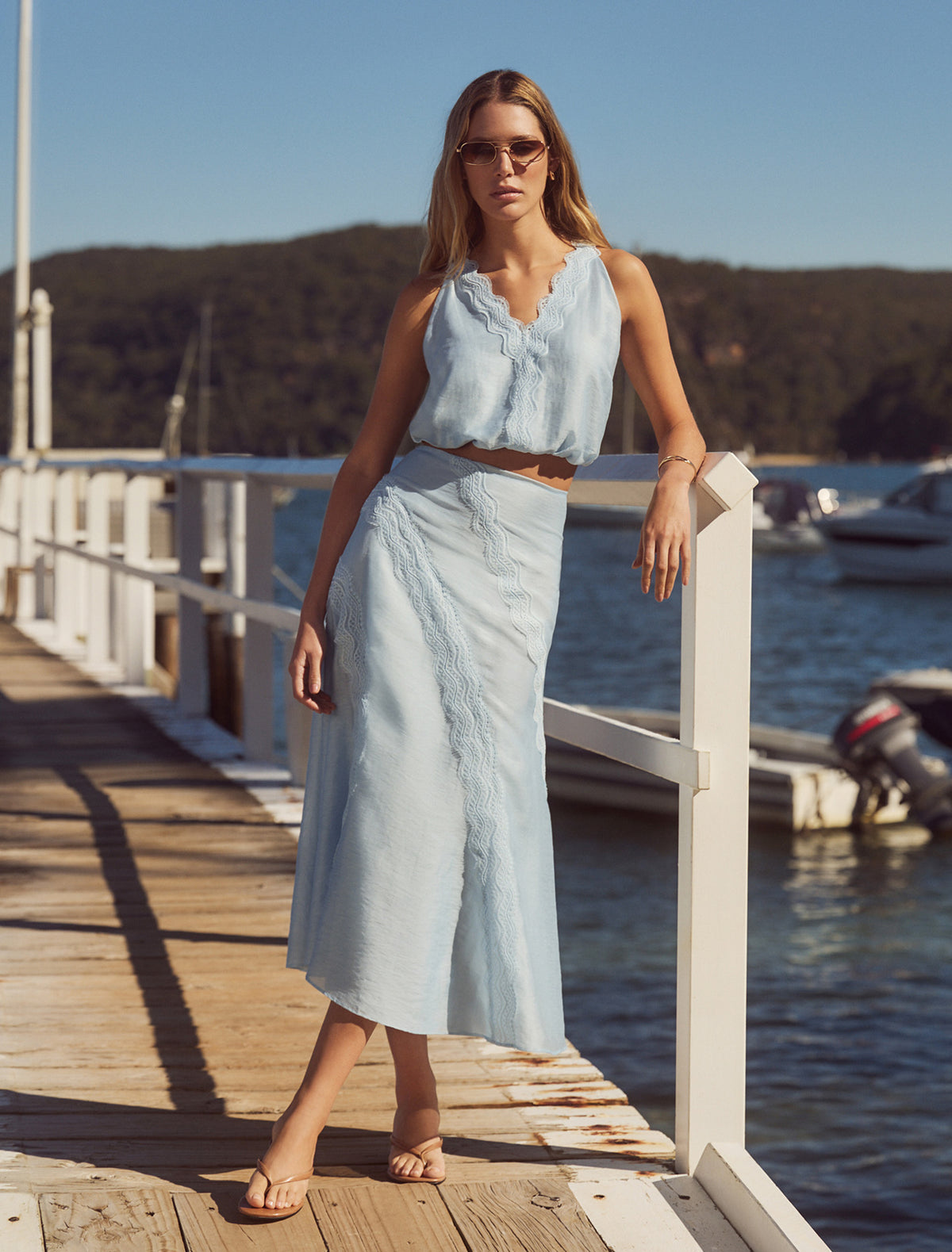 Maeve Lace Tie Top Blue Bell Co-ord