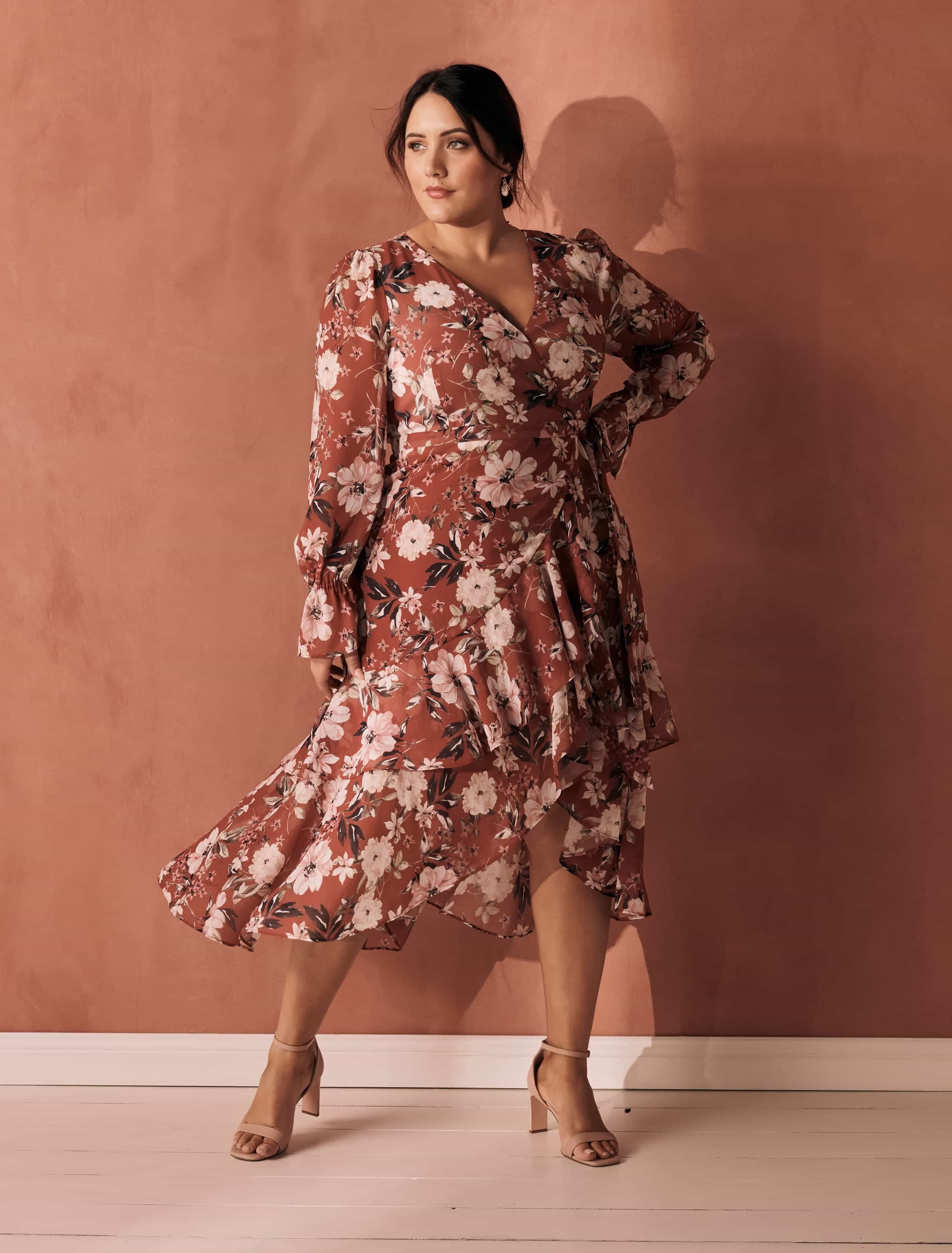 saraaa ruffle midi wrap
