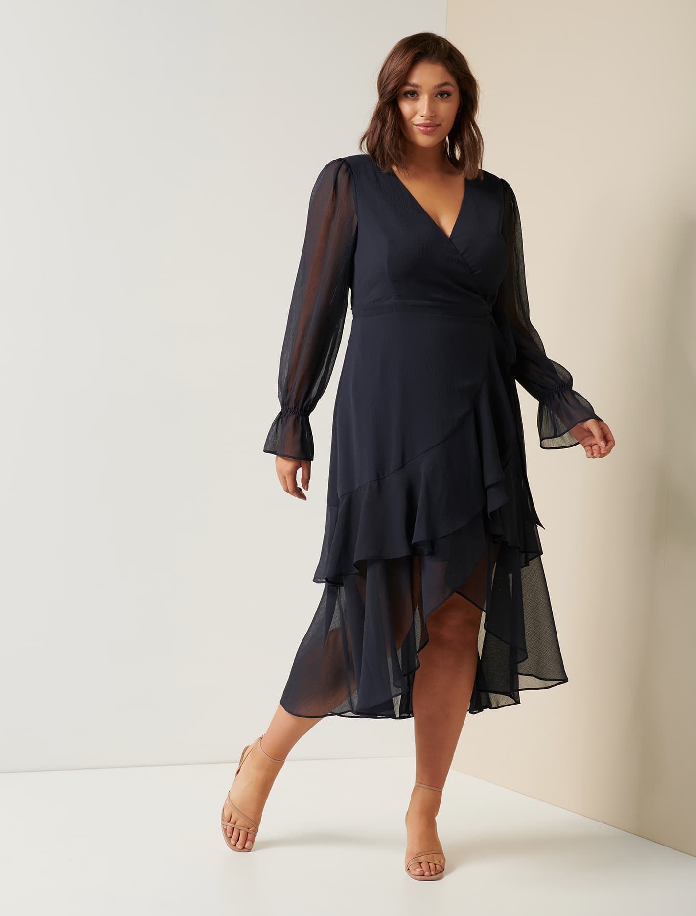 Forever new best sale wrap ruffle dress