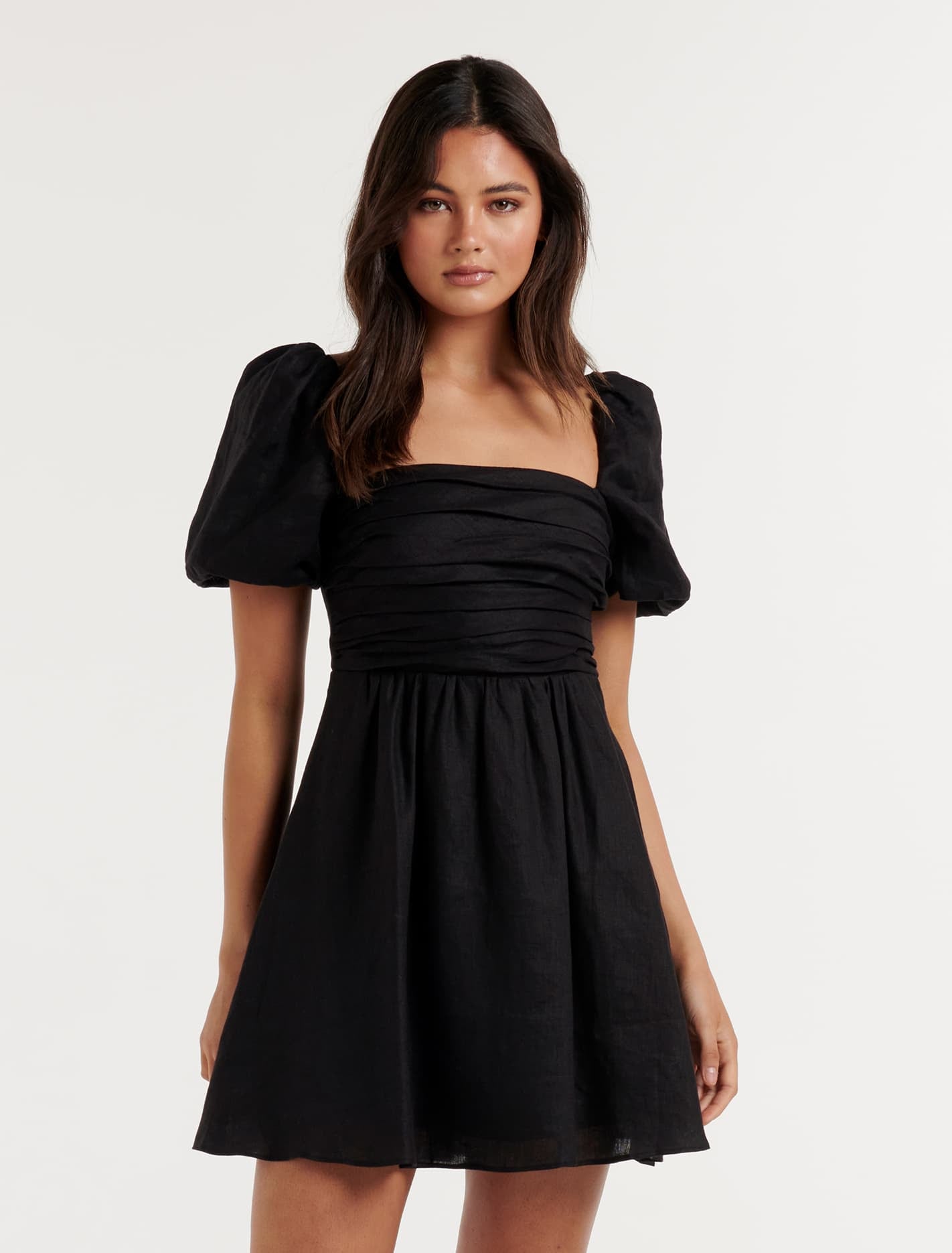 Liana Puff-Sleeve Mini Dress