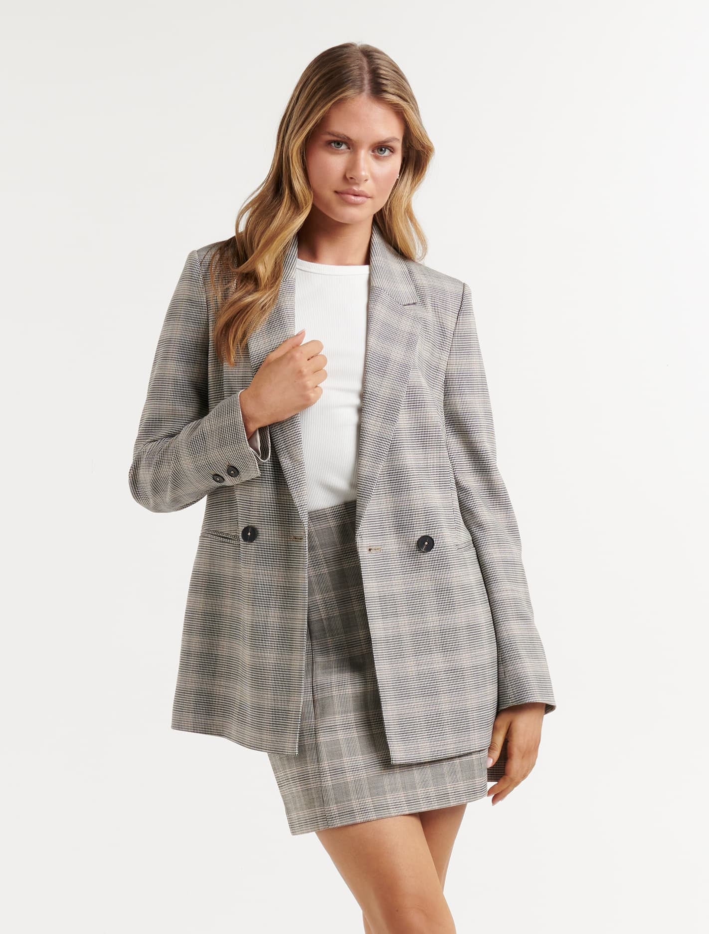 Forever new check blazer hotsell