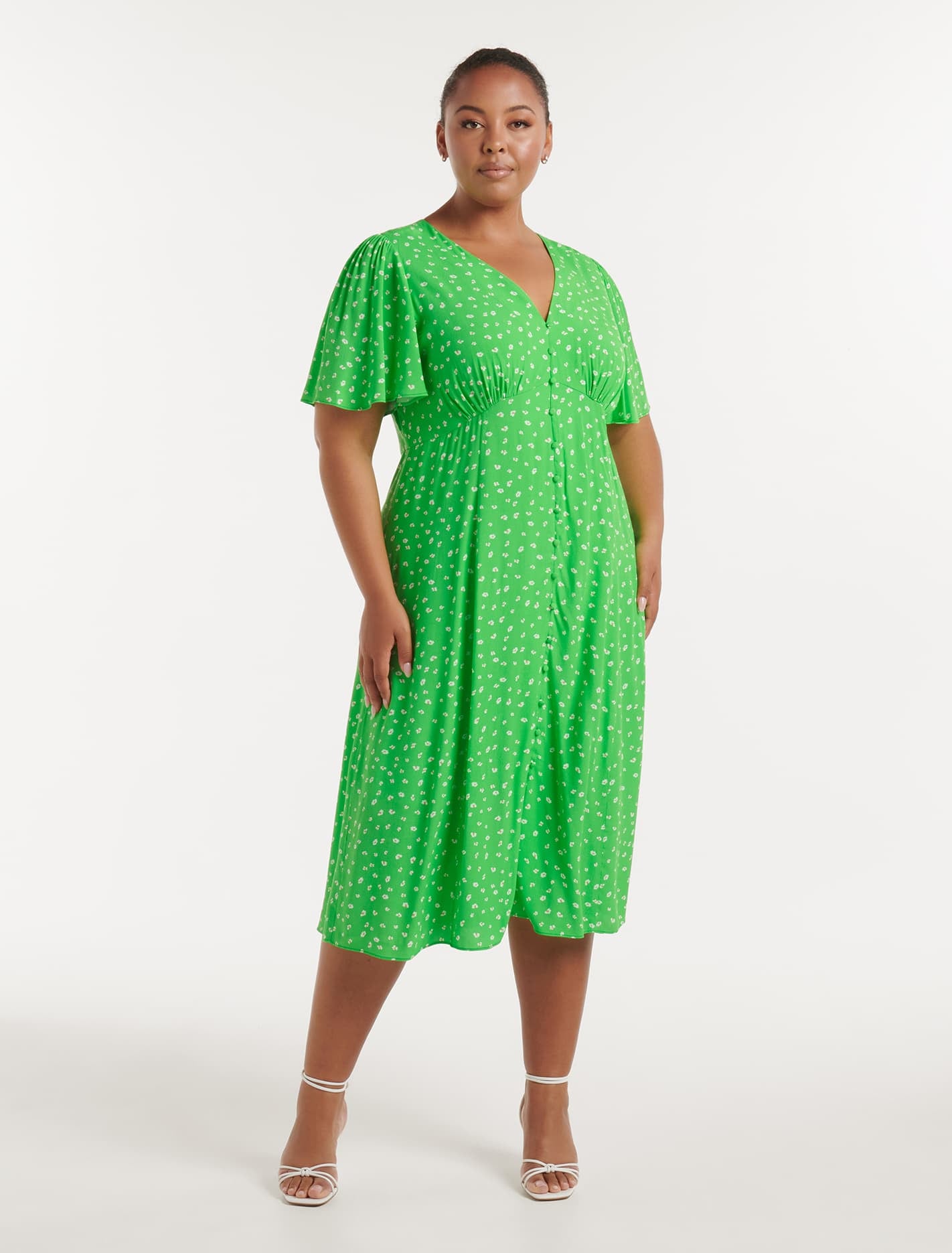 Imogen Curve Button Through Midi Dress - Women's Fashion | Forever New