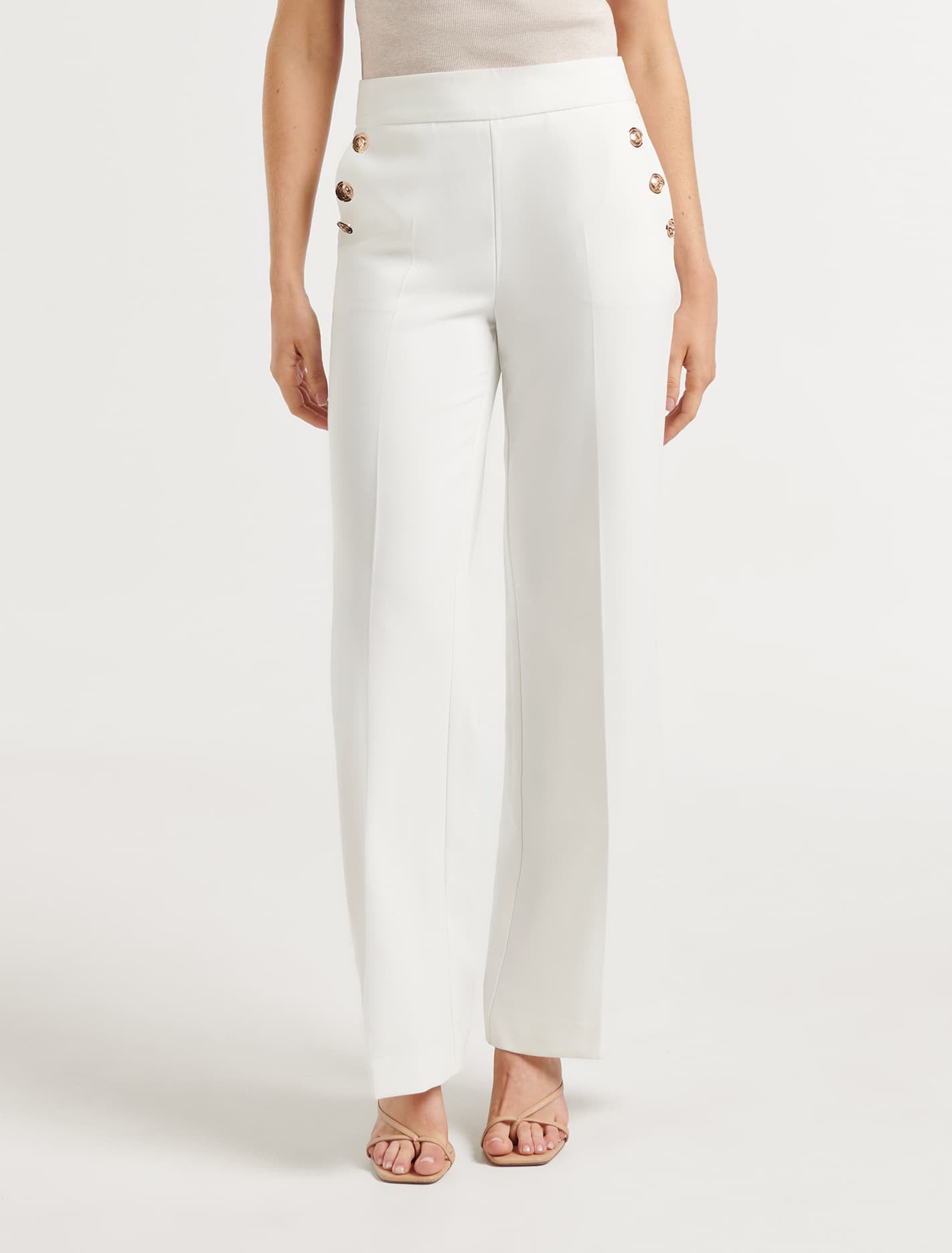 Megan Petite Button Wide Leg Pant - Women's Fashion | Forever New