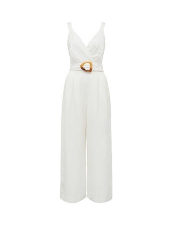 Kira Belted Linen Jumpsuit