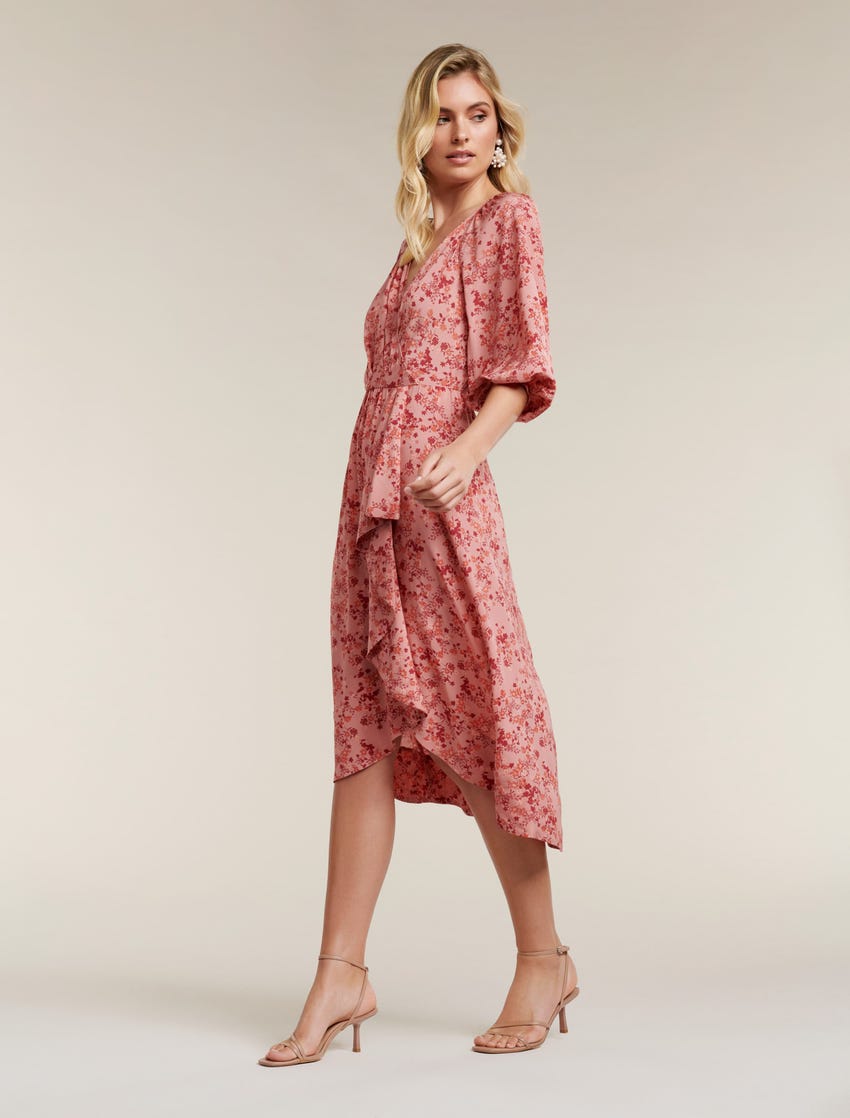 Maya Frill Wrap Midi Dress