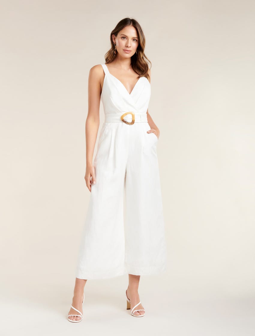 Kira Belted Linen Jumpsuit