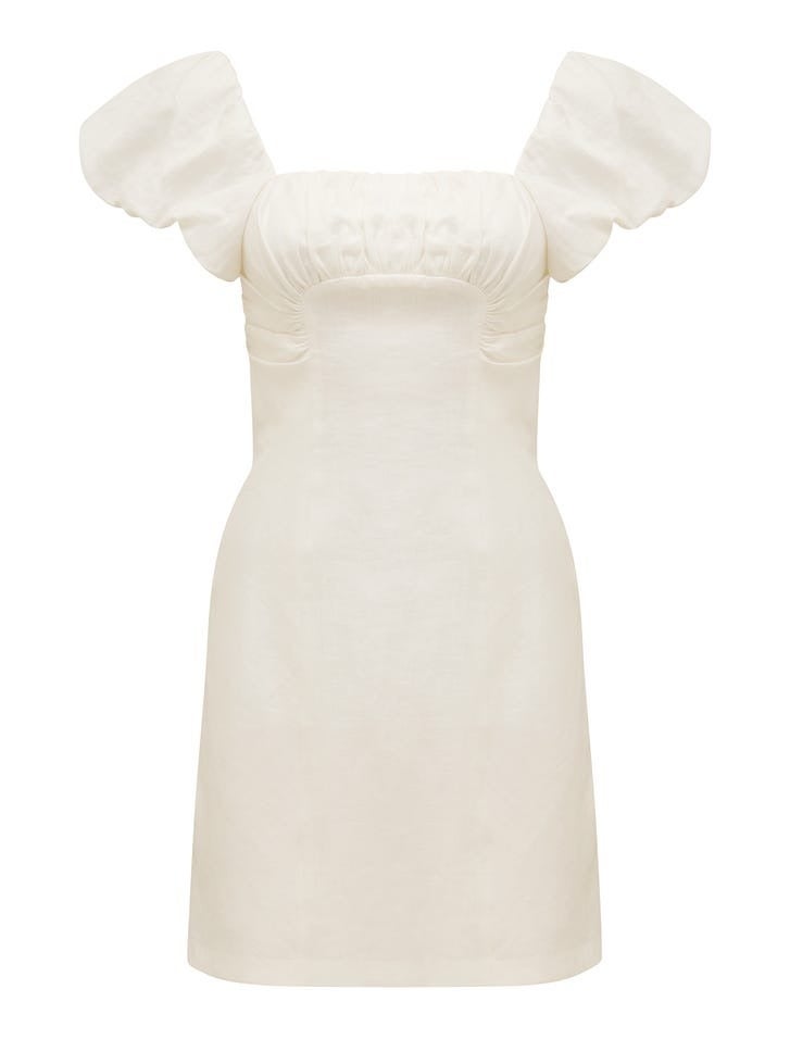 Aspen Ruched Mini Dress | Women's White Dress| Women's Occasion Dress