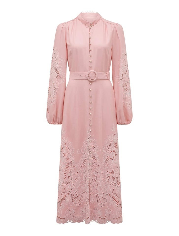 Ebony Embroidered Midi Dress | Occasion Dress | Pink Dress