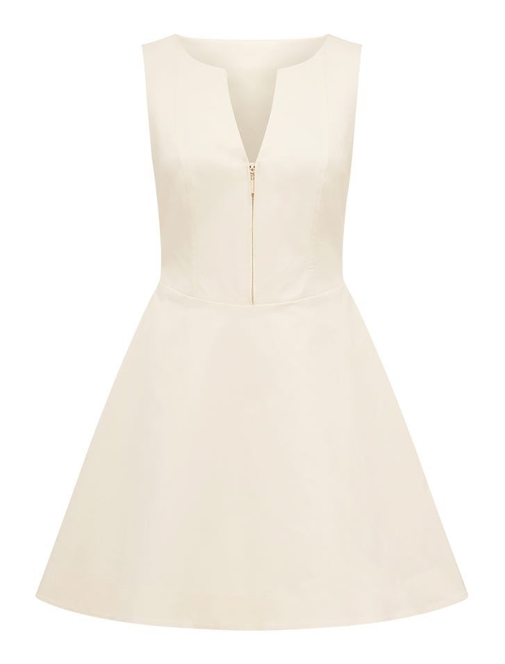 Delaney Zip Detail Mini Dress| Women's White Dress