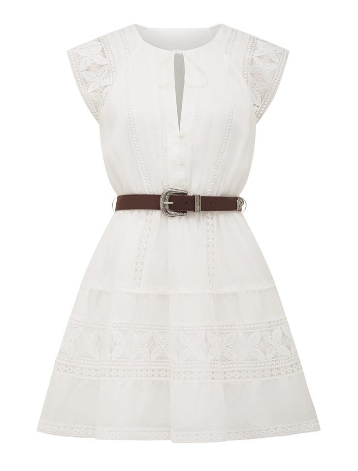 Sarah Belted Trim Mini | Women's White Dress