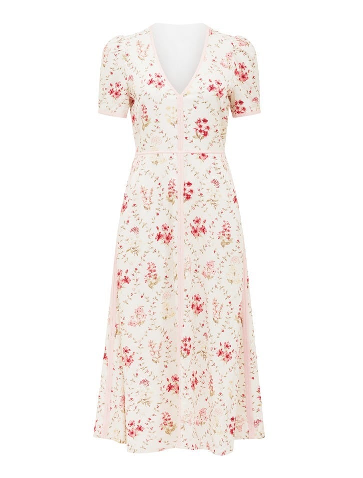 Sabrina Printed Linen Midi Dress | Party Dress | Floral Dress
