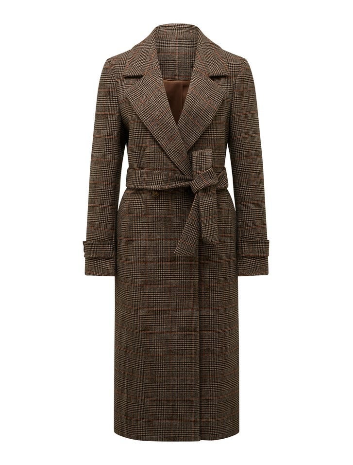 Luccia Belted Check Coat