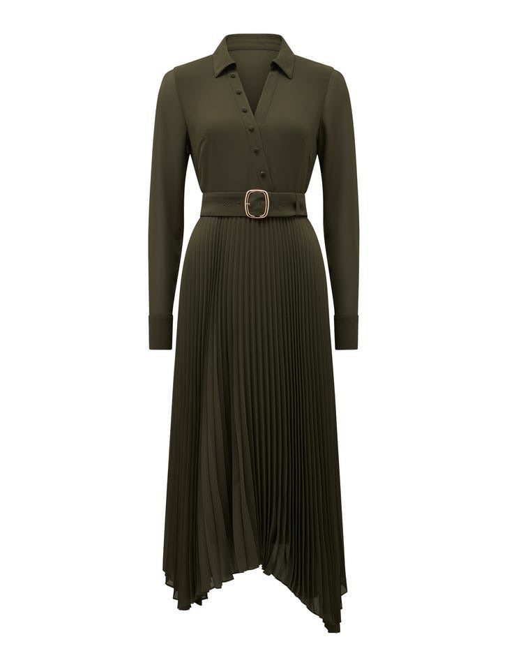 Theresa Wrap Pleat Midi Dress