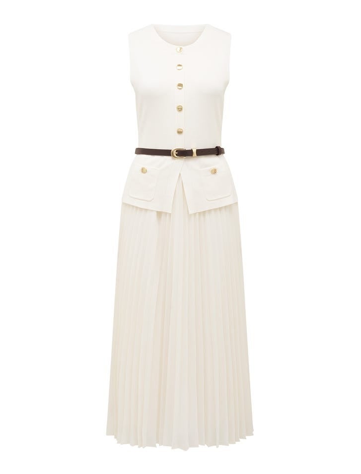 Daphne Waistcoat Midi Dress | Women's White Dress | Women's Midi Dress