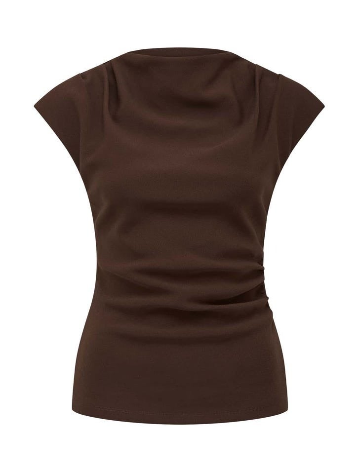 Leenah High-Neck Crepe Top | Women's Work Top