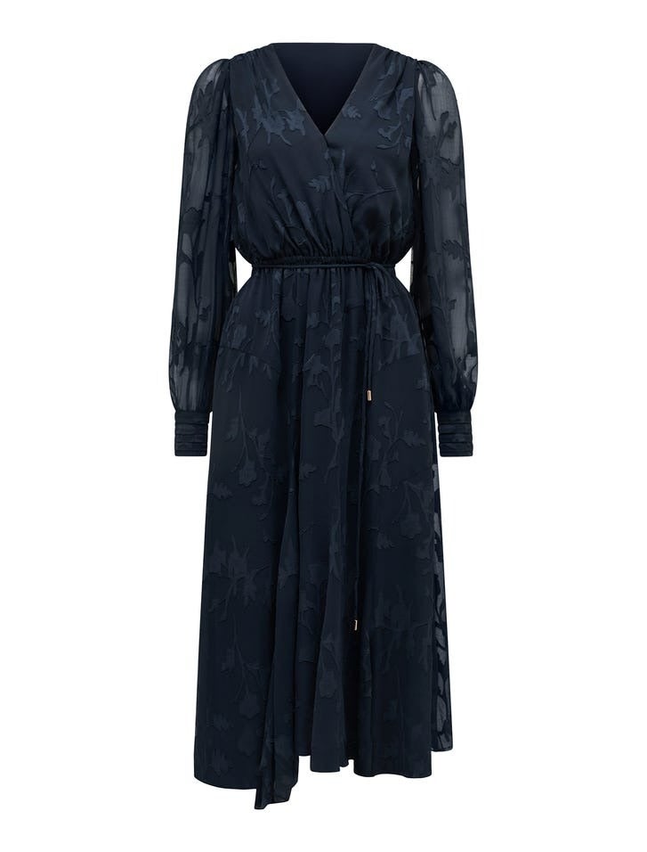Solange Long Sleeve Burnout Midi Dress