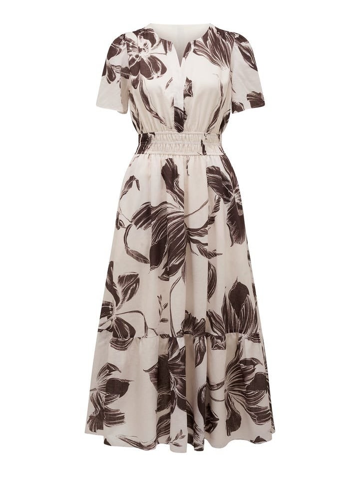 Eleanor Linen Midi Dress| Women's Floral Dress| Occasion Dress
