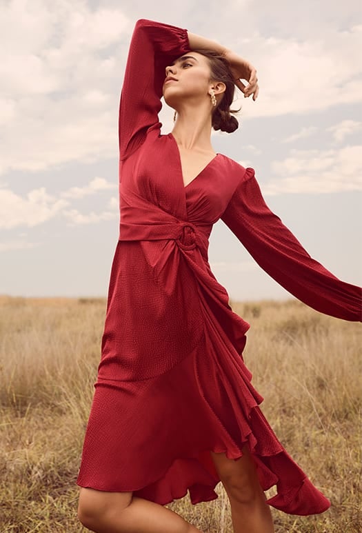 Lilian Balloon Sleeve Midi Dress