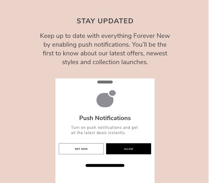 STAY UPDATED , Forever New Notifications - Forever New App